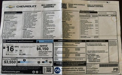 2013 Chevrolet Camaro 2 Door Convertible ZL1 W/Navigation