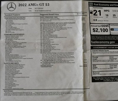 2022 Mercedes-Benz AMG® GT AMG® GT 53 4-Door Coupe W/Driver Assistance & AMG® Night Pkgs.