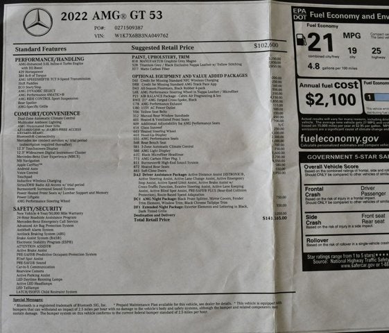2022 Mercedes-Benz AMG® GT AMG® GT 53 4-Door Coupe W/Driver Assistance & AMG® Night Pkgs.