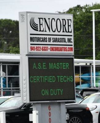 Encore Motorcars of Sarasota Signboard